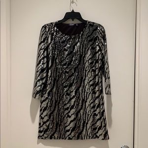 PERFECT for NYEs- Black and silver sequins mini dress